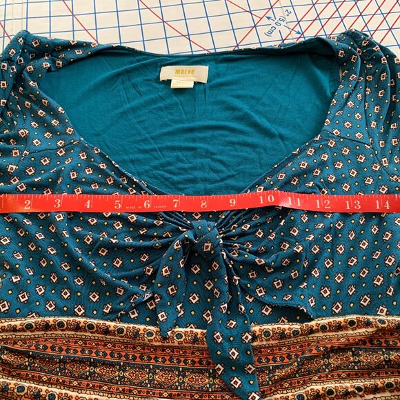 Maeve Anthropologie Beloved Dress Size S Tie Front MIDI Asymmetrical Hem Boho - Picture 6 of 6